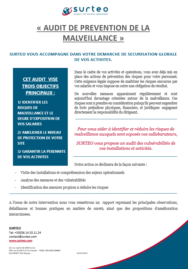 Programme Audit de prévention de la malveillance