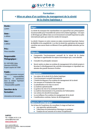 Programme formation mise en place d'un management de la sûreté